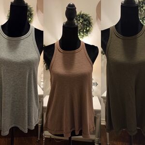FREE PEOPLE Ribbed Tank Tops. SET OF THREE.